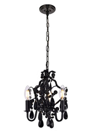 Elegant Lighting - LD5019D9BK - Three Light Pendant - Karter - Black