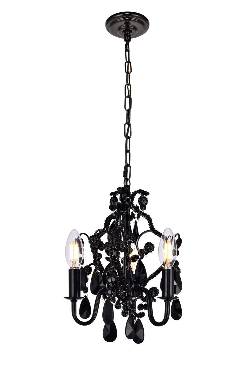 Elegant Lighting - LD5019D9BK - Three Light Pendant - Karter - Black