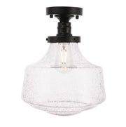 Elegant Lighting - LD6240BK - One Light Flush Mount - Lyle - Black and Clear seeded glass