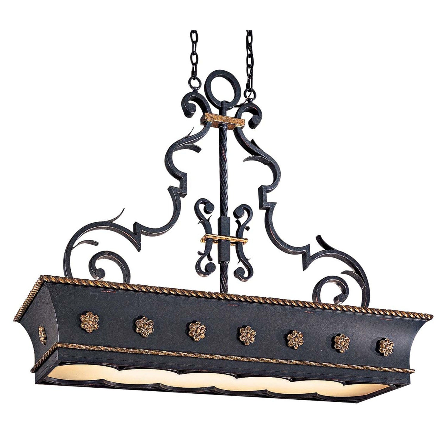 Metropolitan - N6107-20 - 12 Light Island Pendant - Montparnasse - French Coal W/ Gold Leaf Highl