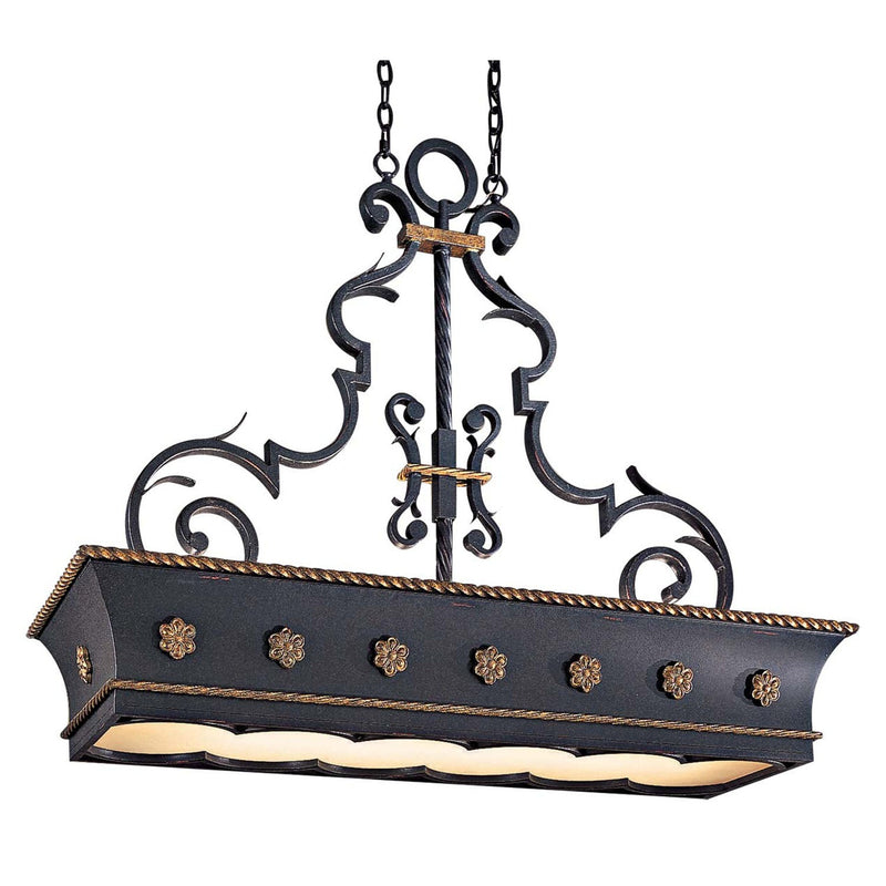 Metropolitan - N6107-20 - 12 Light Island Pendant - Montparnasse - French Coal W/ Gold Leaf Highl