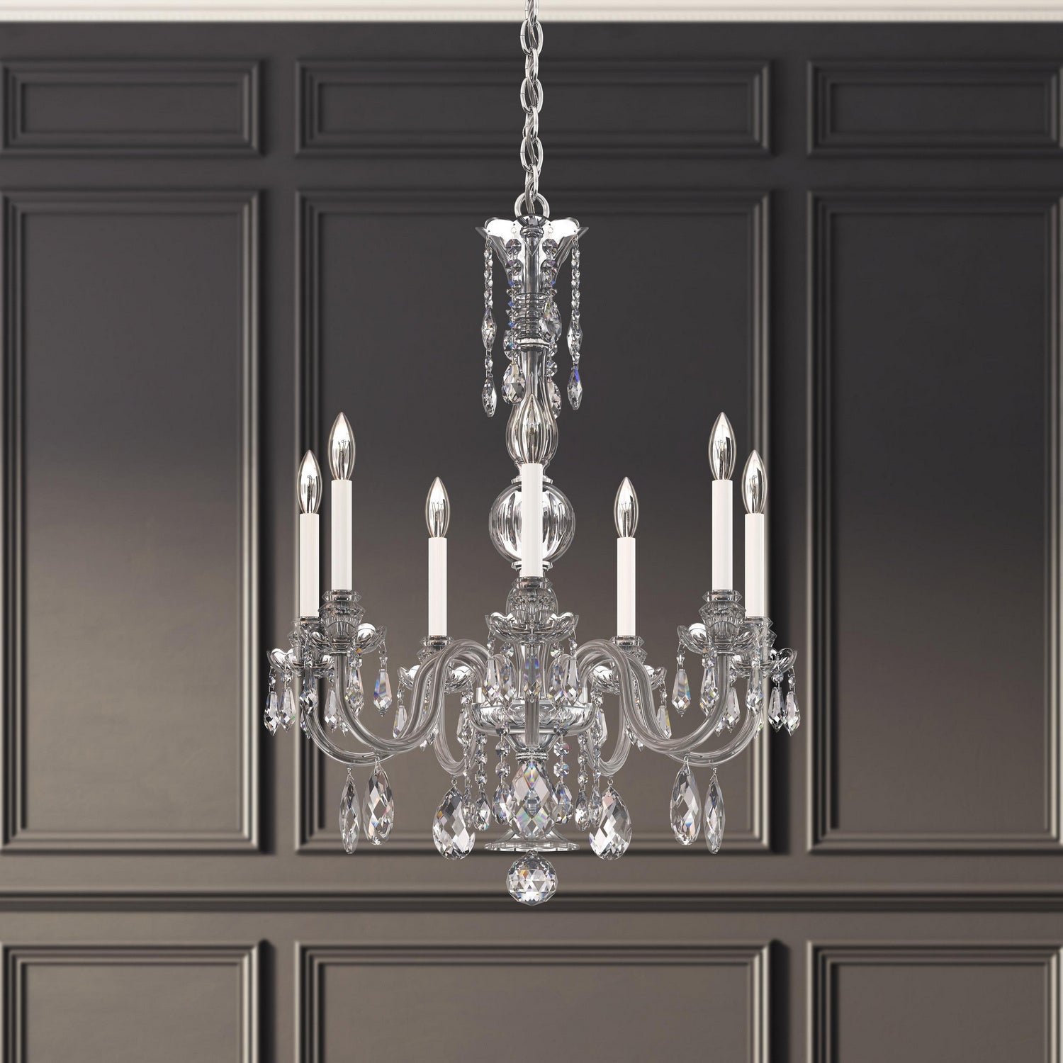 Schonbek - HA5806N-40H - Seven Light Chandelier - Hamilton Nouveau - Polished Silver