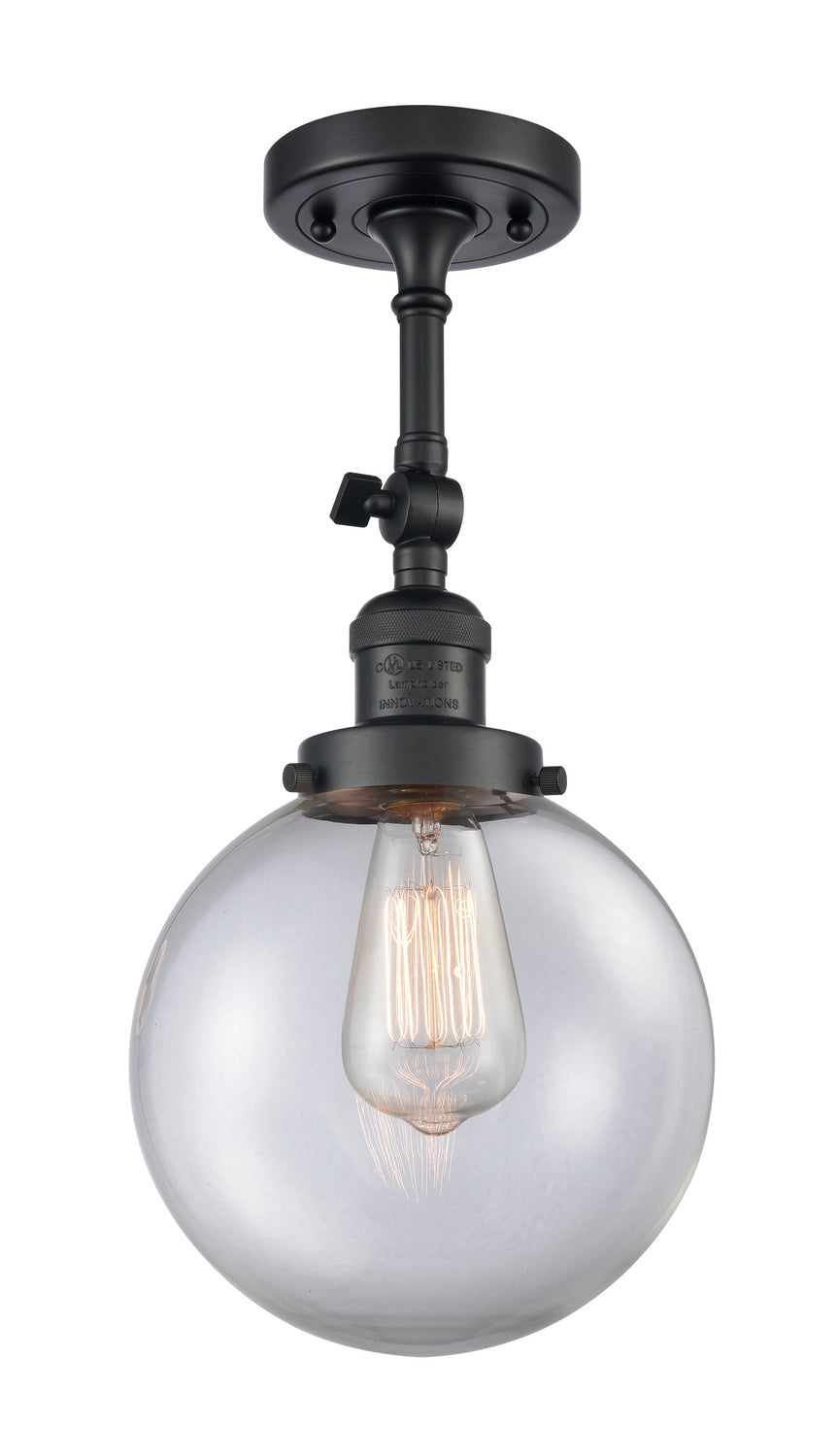 Innovations - 201F-BK-G202-8 - One Light Semi-Flush Mount - Franklin Restoration - Matte Black