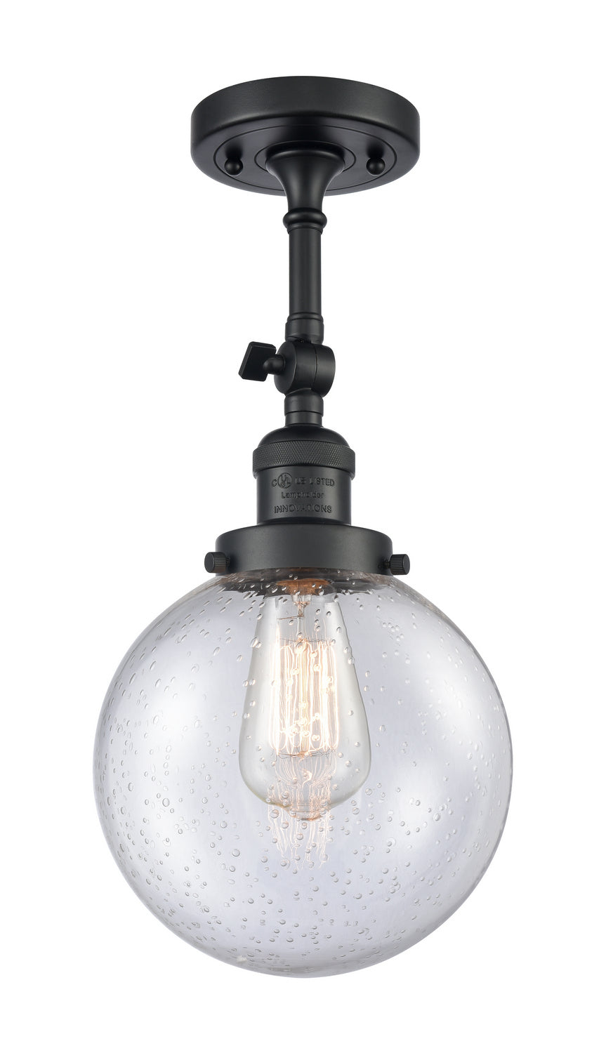 Innovations - 201F-BK-G204-8 - One Light Semi-Flush Mount - Franklin Restoration - Matte Black