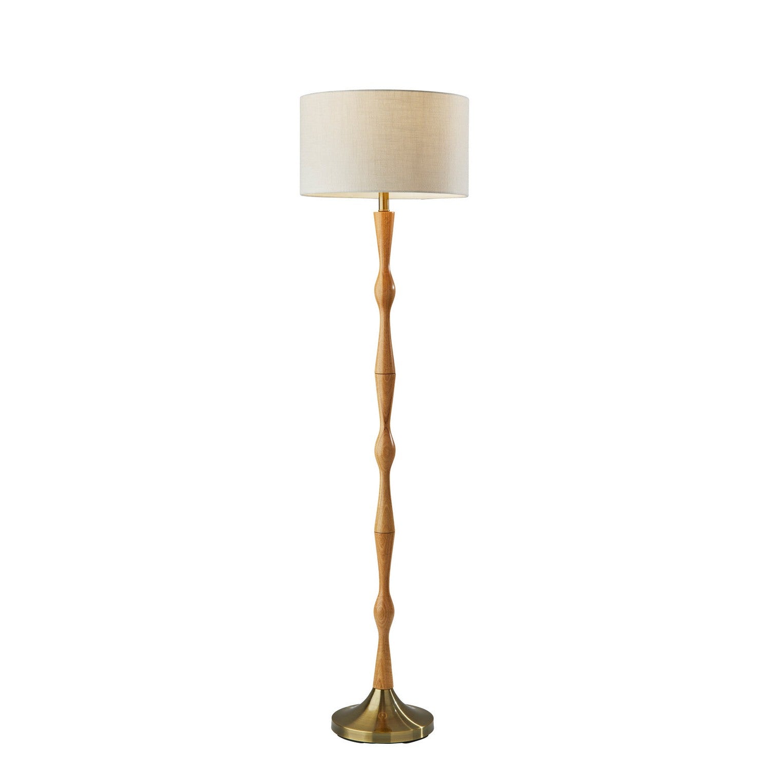 Adesso Home - 1577-12 - Floor Lamp - Eve - Natural Oak Wood W. Antique Brass Accent