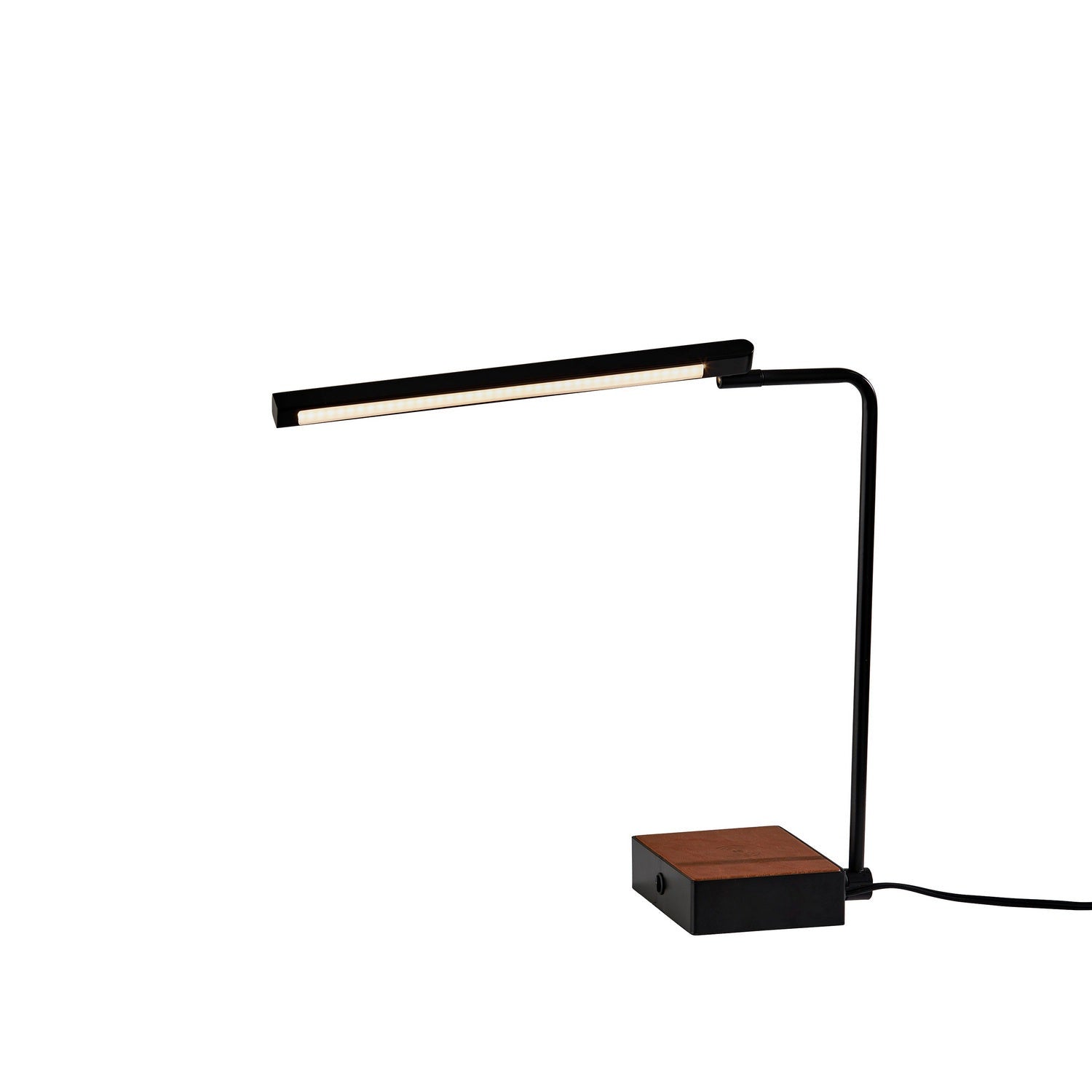Adesso Home - 3039-01 - LED Desk Lamp - Sawyer - Black W. Camel Brown Leather