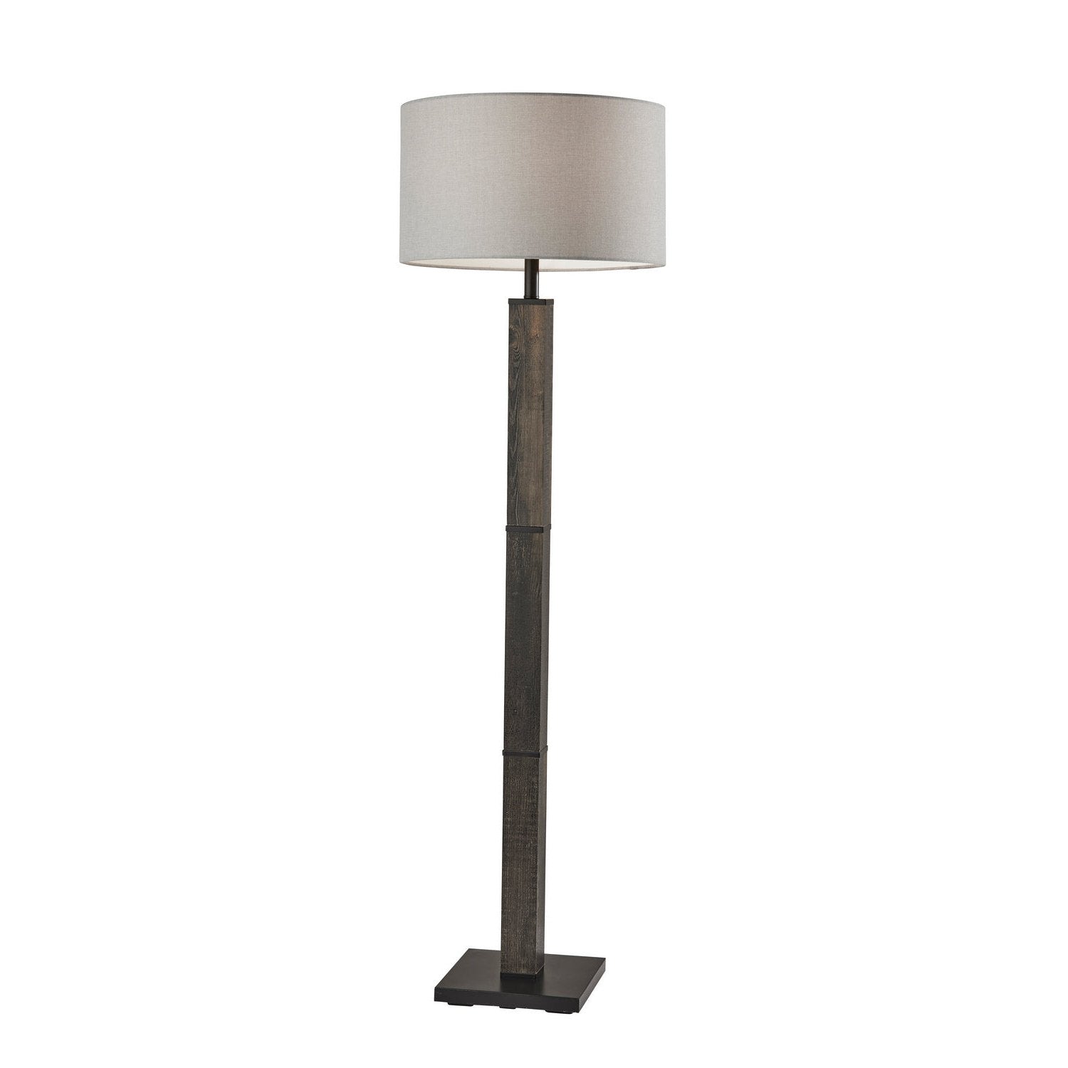 Adesso Home - 3498-01 - Floor Lamp - Kona - Mdf W. Black Washed Wood Pvc Veneer & Black Metal Accents