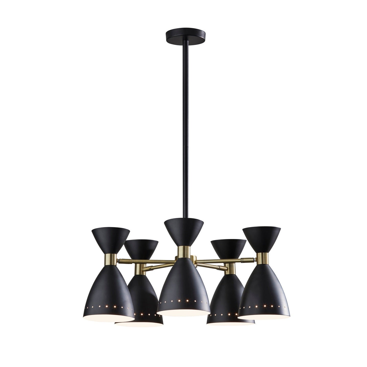 Adesso Home - 4280-01 - Five Light Pendant - Oscar - Black W. Antique Brass