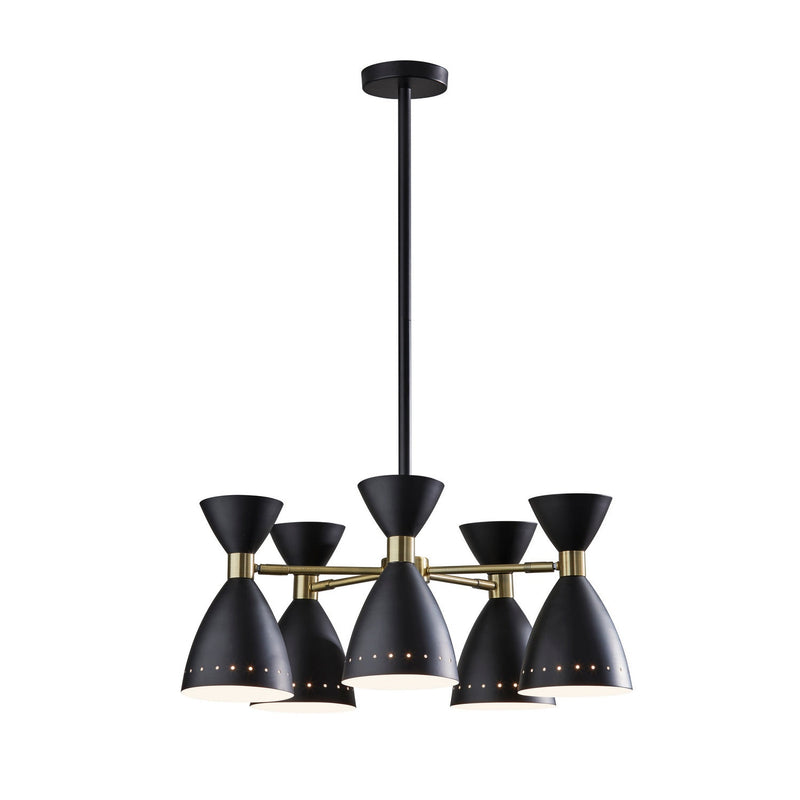 Adesso Home - 4280-01 - Five Light Pendant - Oscar - Black W. Antique Brass