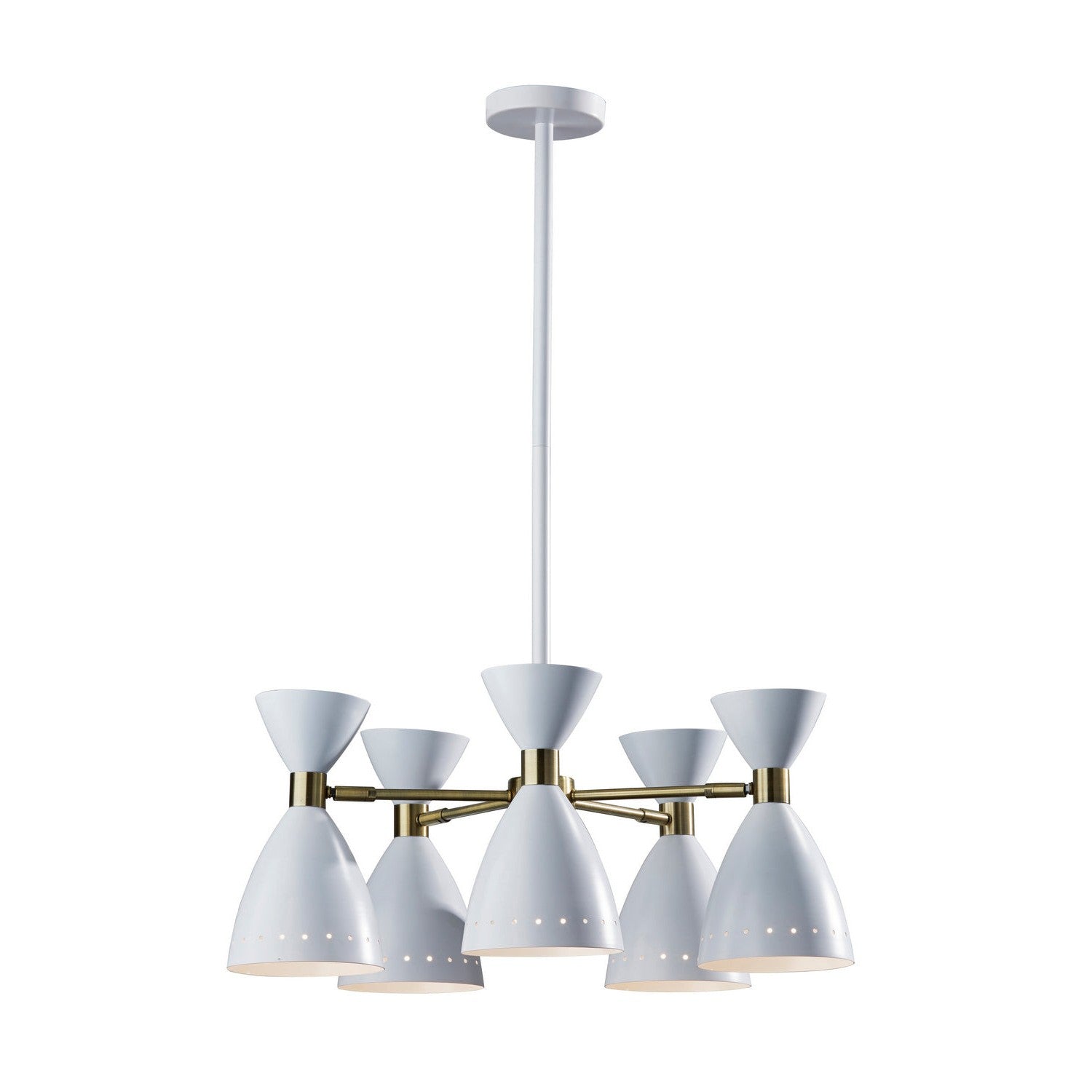 Adesso Home - 4280-02 - Five Light Pendant - Oscar - White W. Antique Brass