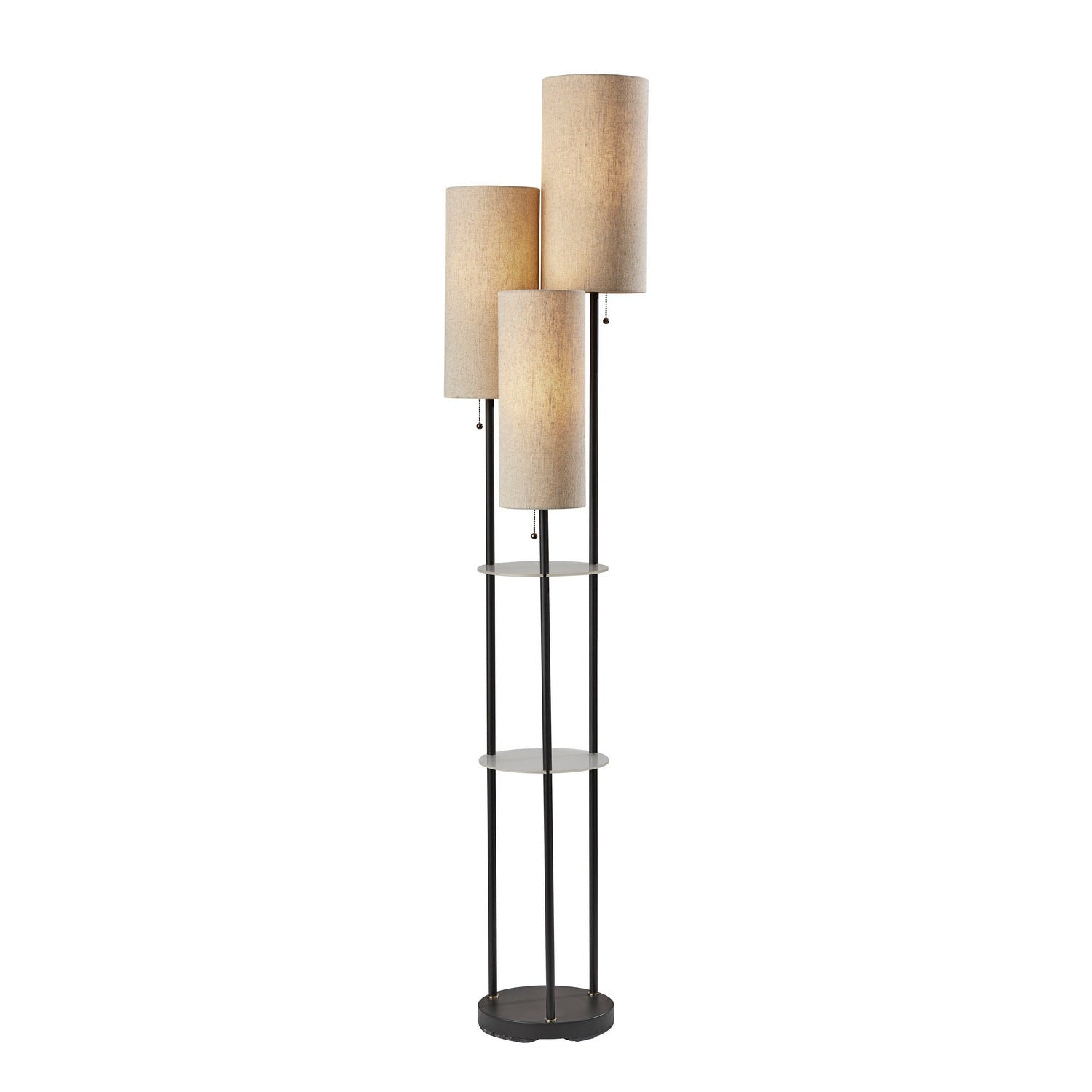 Adesso Home - 4305-01 - Three Light Floor Lamp - Trio - Black W. Antique Brass Accents