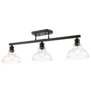 Golden - 0305-3SF BLK-CLR - Three Light Semi-Flush Mount - Carver - Matte Black