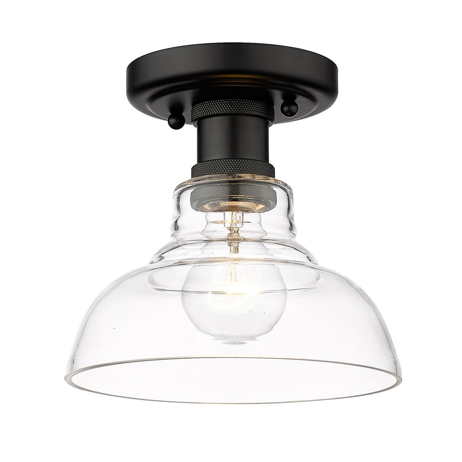 Golden - 0305-FM BLK-CLR - One Light Flush Mount - Carver - Matte Black