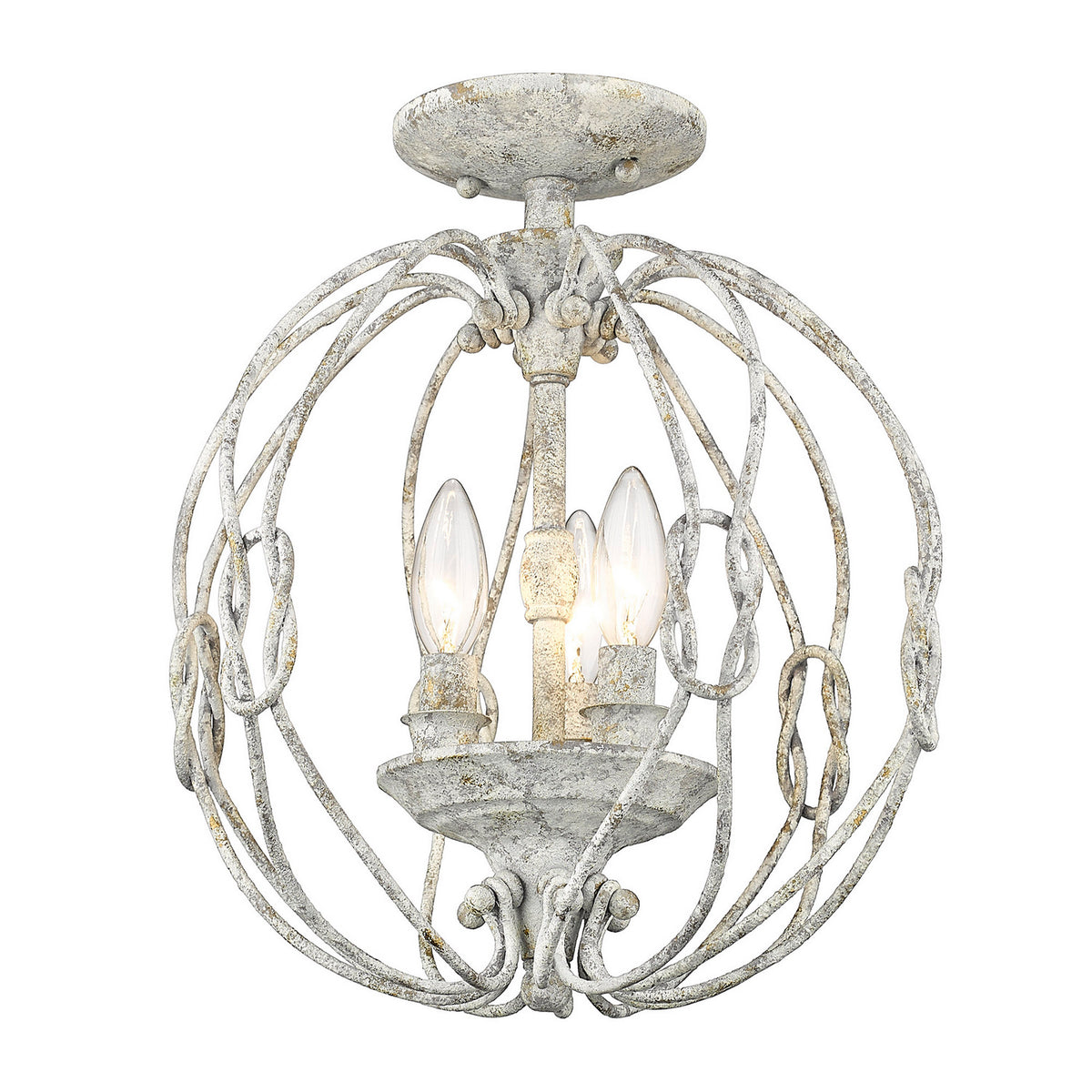 Golden - 1349-SF OY - Three Light Semi-Flush Mount - Antoinette - Oyster