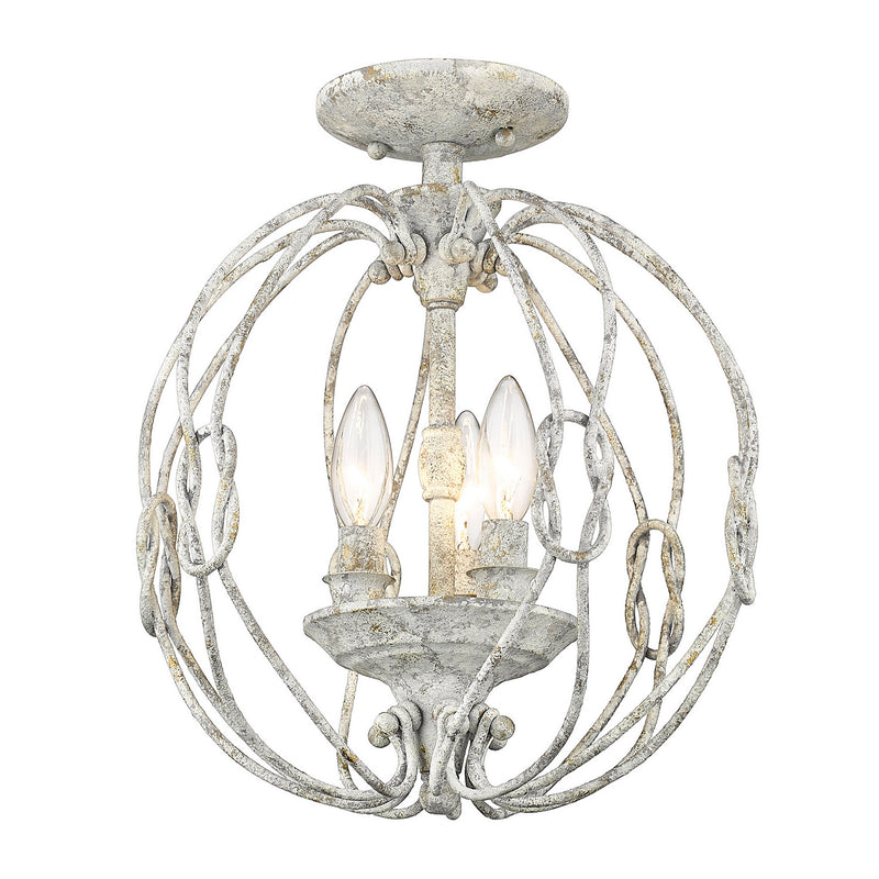 Golden - 1349-SF OY - Three Light Semi-Flush Mount - Antoinette - Oyster