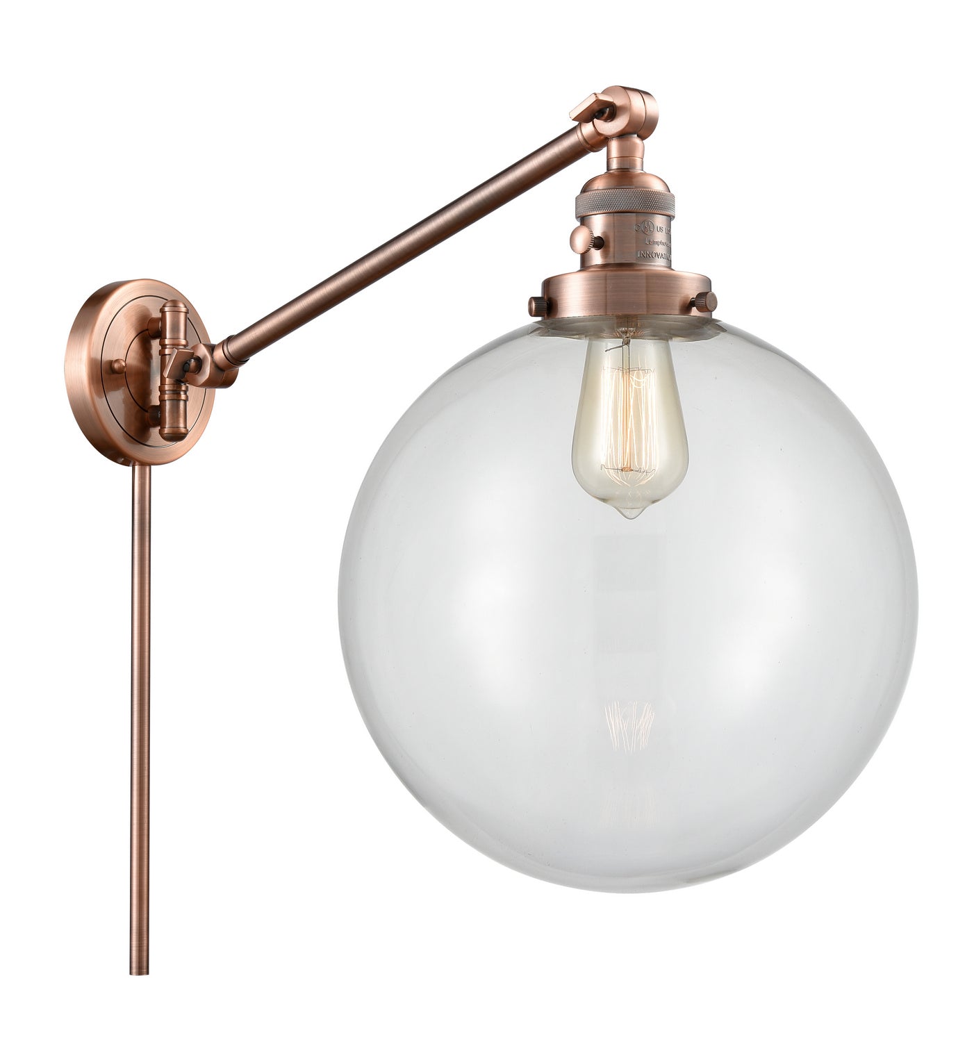 Innovations - 237-AC-G202-12 - One Light Swing Arm - Franklin Restoration - Antique Copper