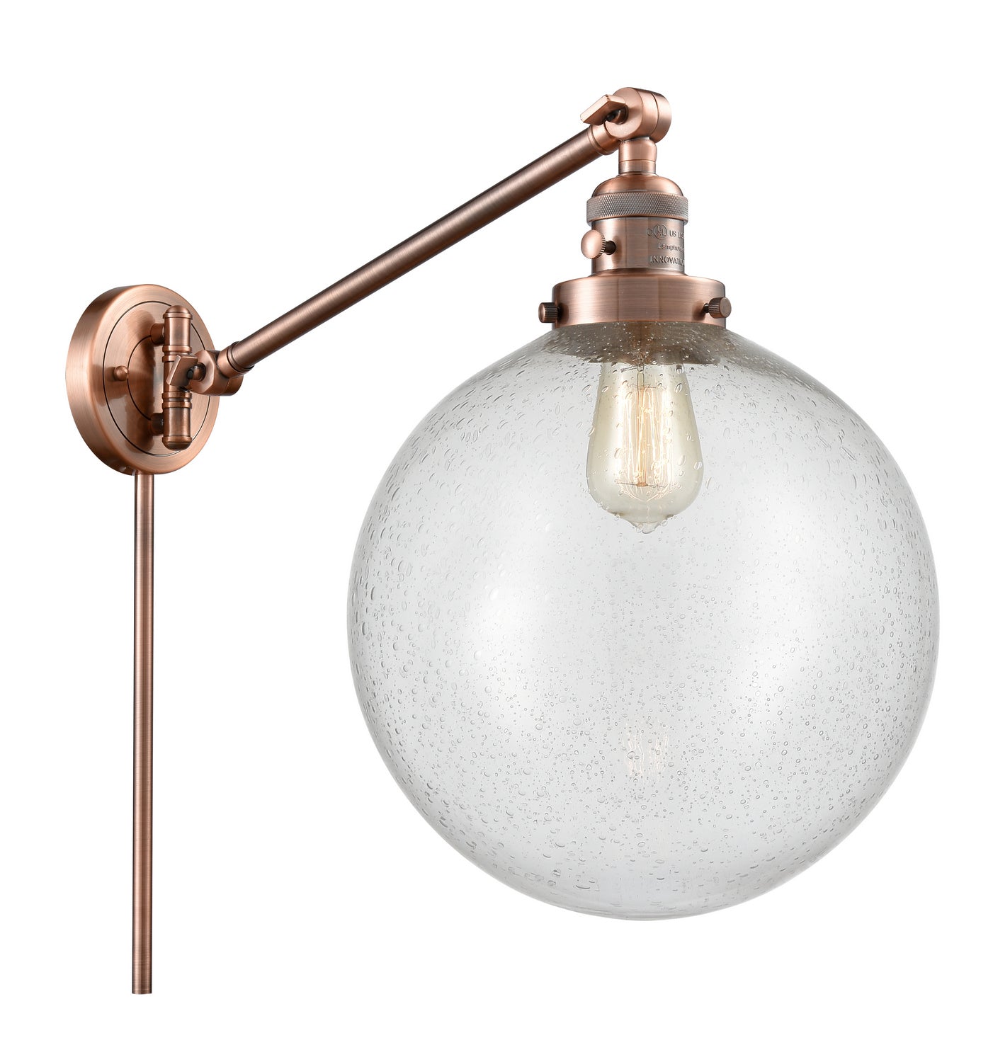 Innovations - 237-AC-G204-12 - One Light Swing Arm - Franklin Restoration - Antique Copper