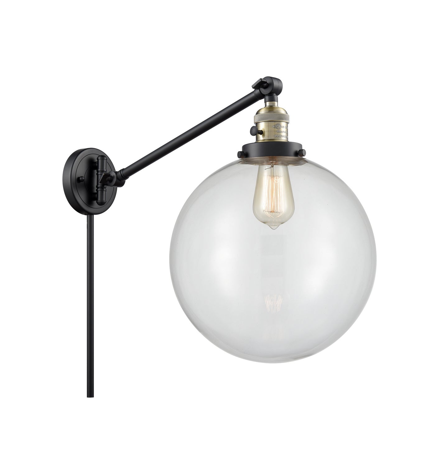 Innovations - 237-BAB-G202-12 - One Light Swing Arm - Franklin Restoration - Black Antique Brass