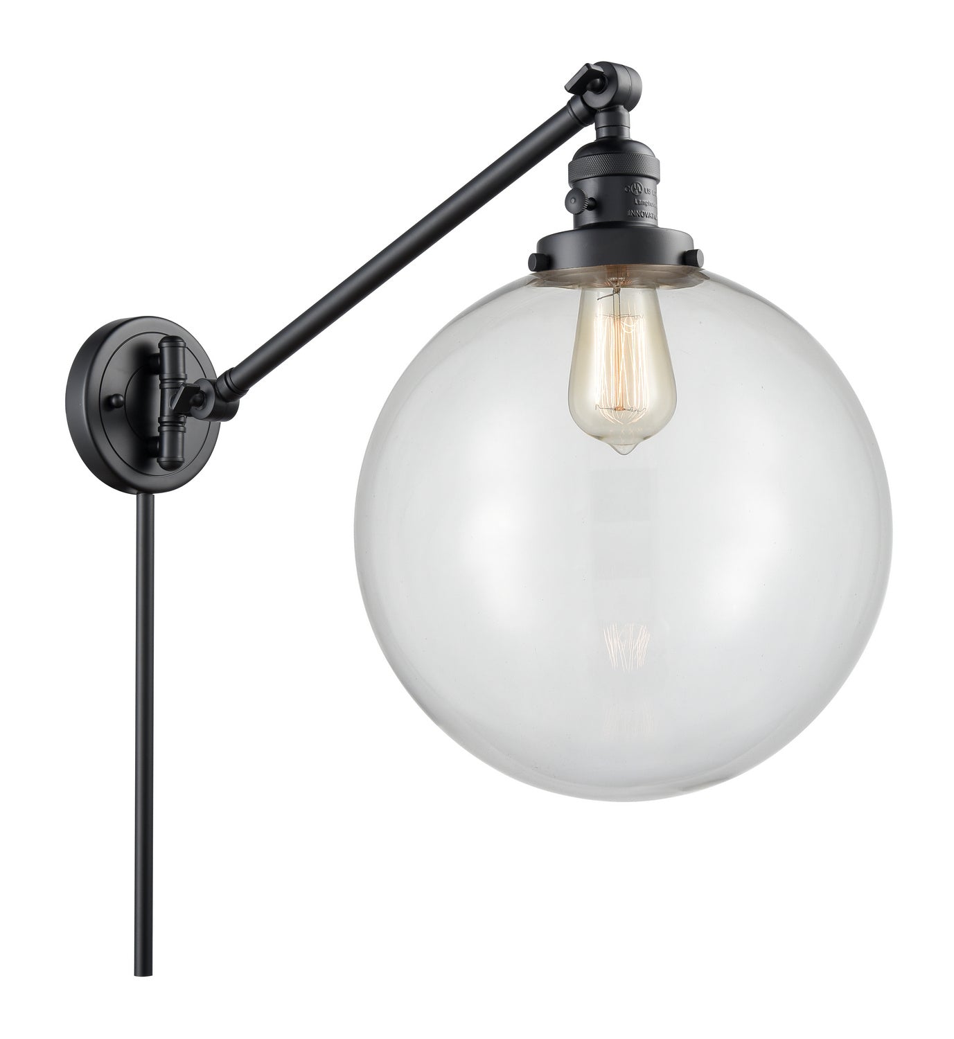 Innovations - 237-BK-G202-12 - One Light Swing Arm - Franklin Restoration - Matte Black