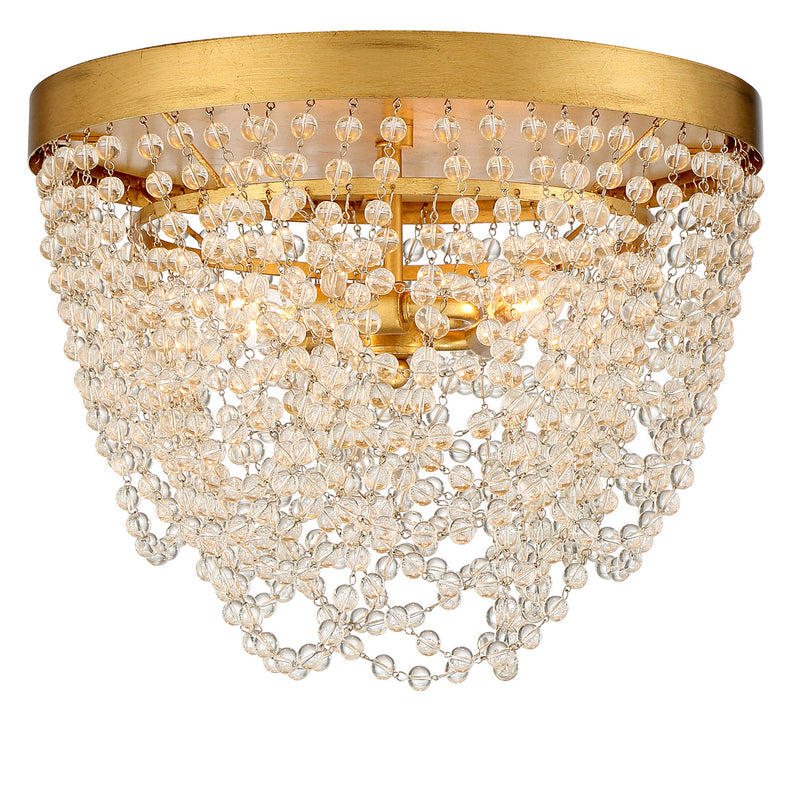 Crystorama - FIO-A9103-GA-CL - Three Light Flush Mount - Fiona - Antique Gold