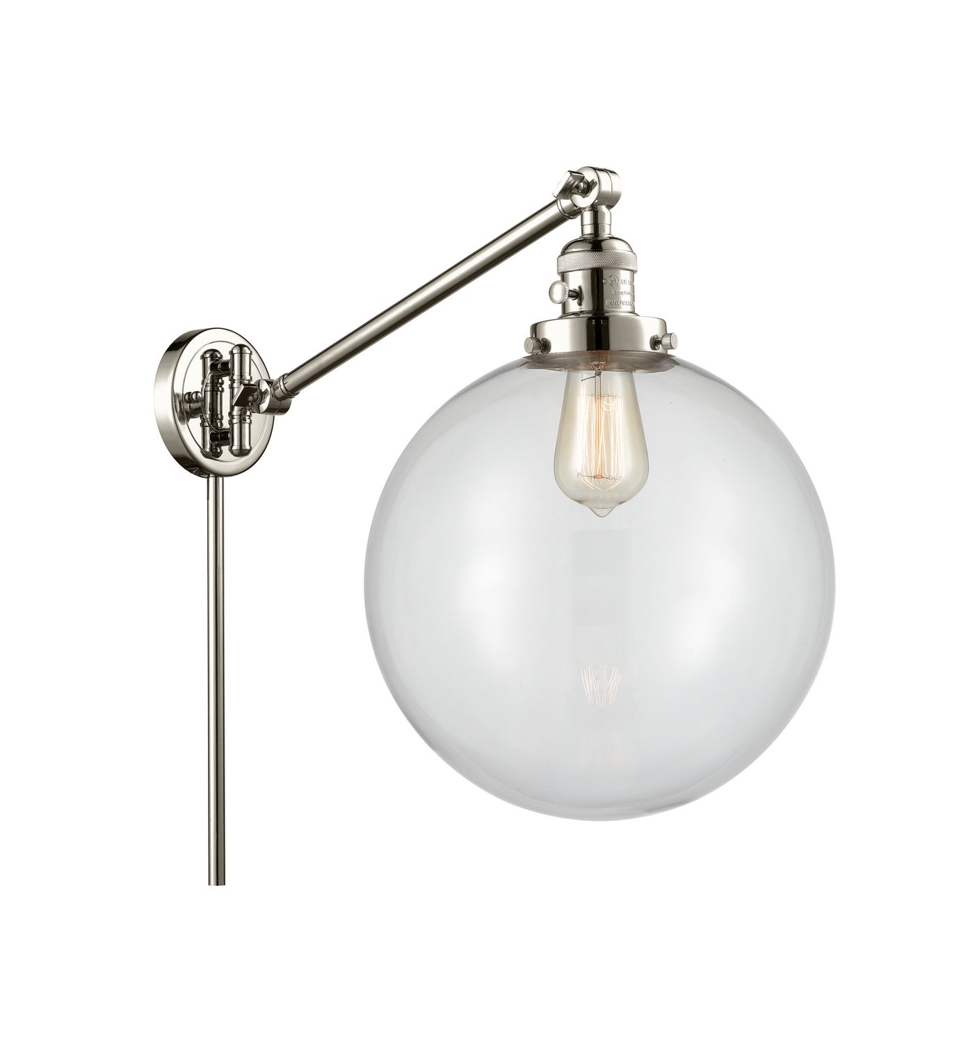 Innovations - 237-PN-G202-12 - One Light Swing Arm - Franklin Restoration - Polished Nickel