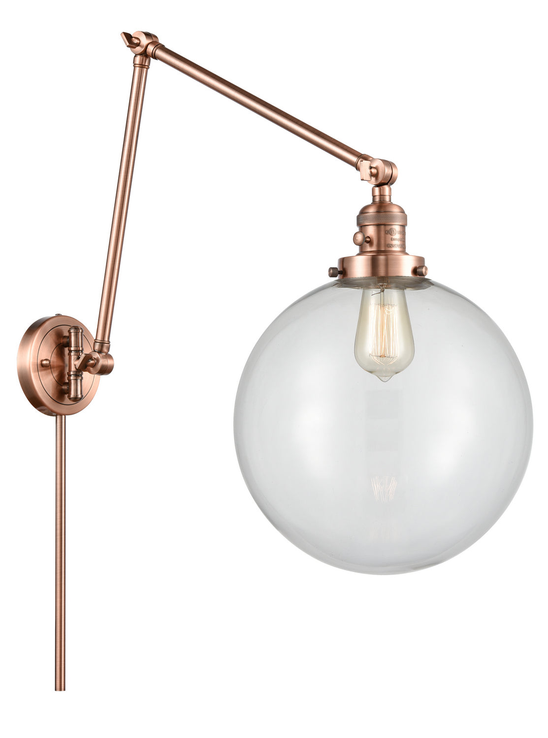 Innovations - 238-AC-G202-12 - One Light Swing Arm - Franklin Restoration - Antique Copper