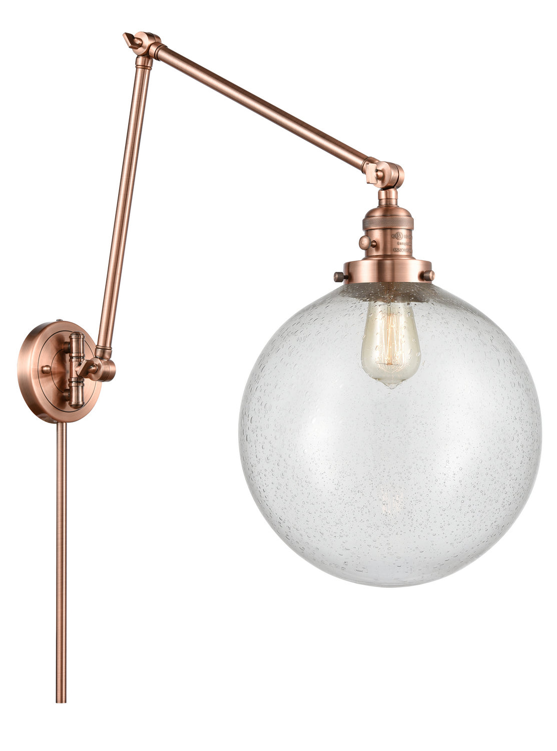 Innovations - 238-AC-G204-12 - One Light Swing Arm - Franklin Restoration - Antique Copper