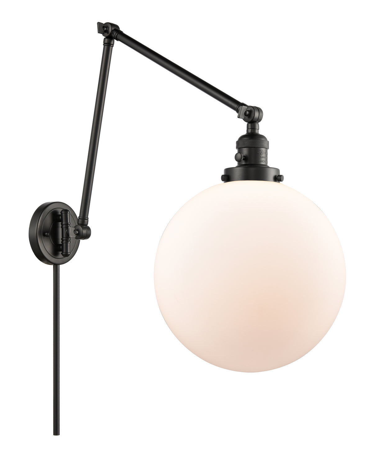 Innovations - 238-BK-G201-12 - One Light Swing Arm - Franklin Restoration - Matte Black