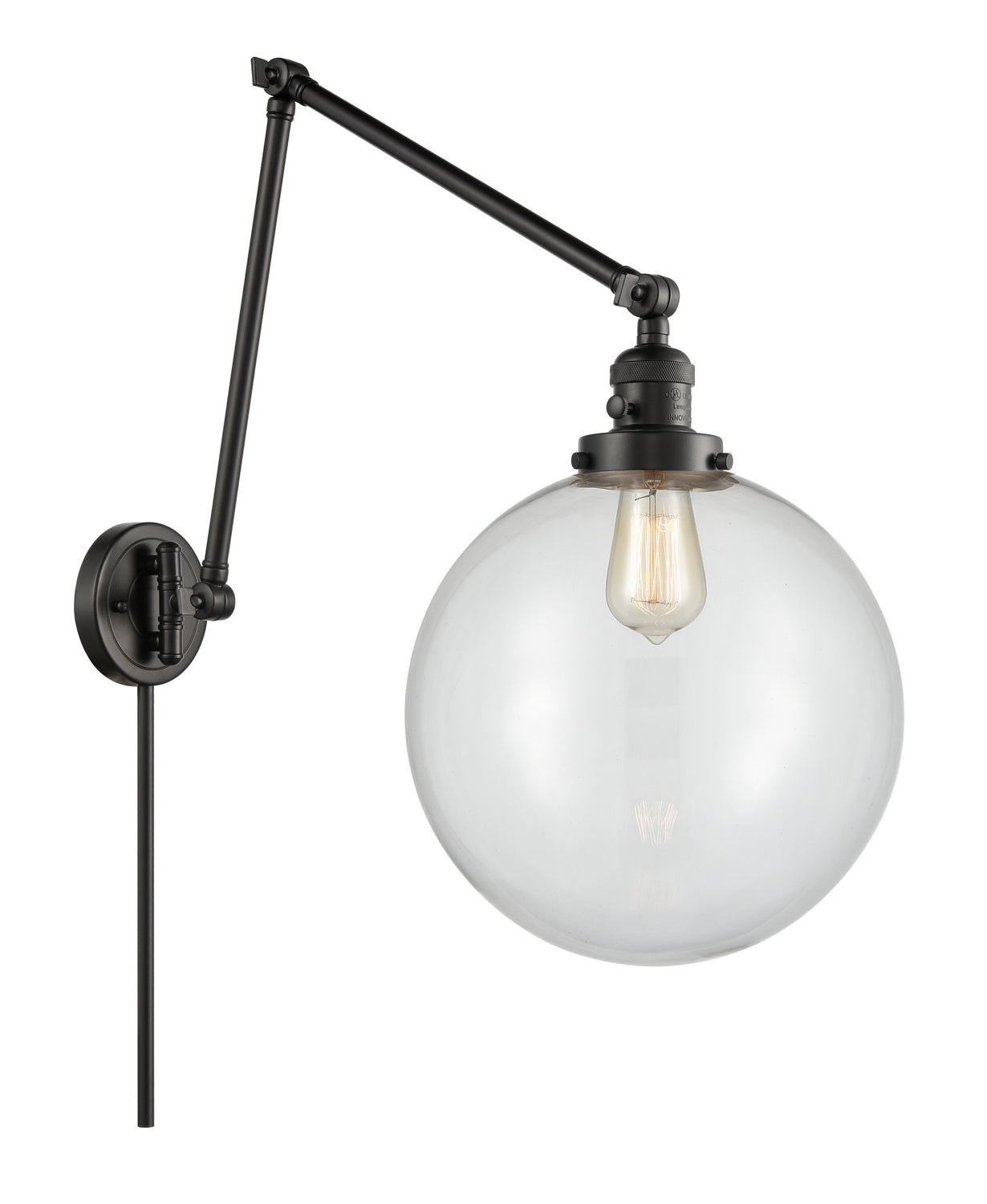 Innovations - 238-BK-G202-12 - One Light Swing Arm - Franklin Restoration - Matte Black