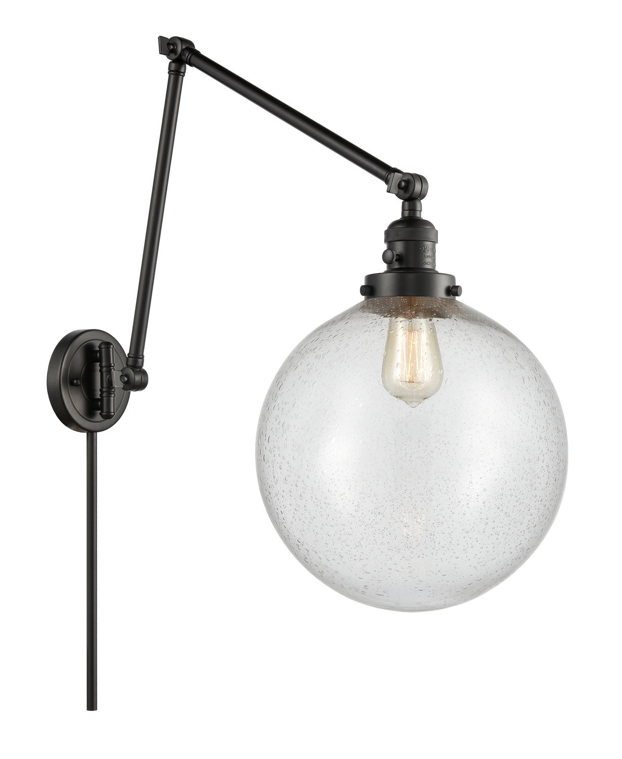 Innovations - 238-BK-G204-12 - One Light Swing Arm - Franklin Restoration - Matte Black