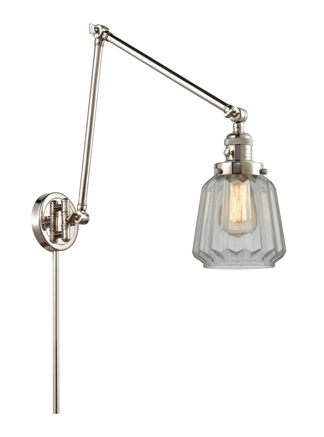 Innovations - 238-PN-G142 - One Light Swing Arm - Franklin Restoration - Polished Nickel