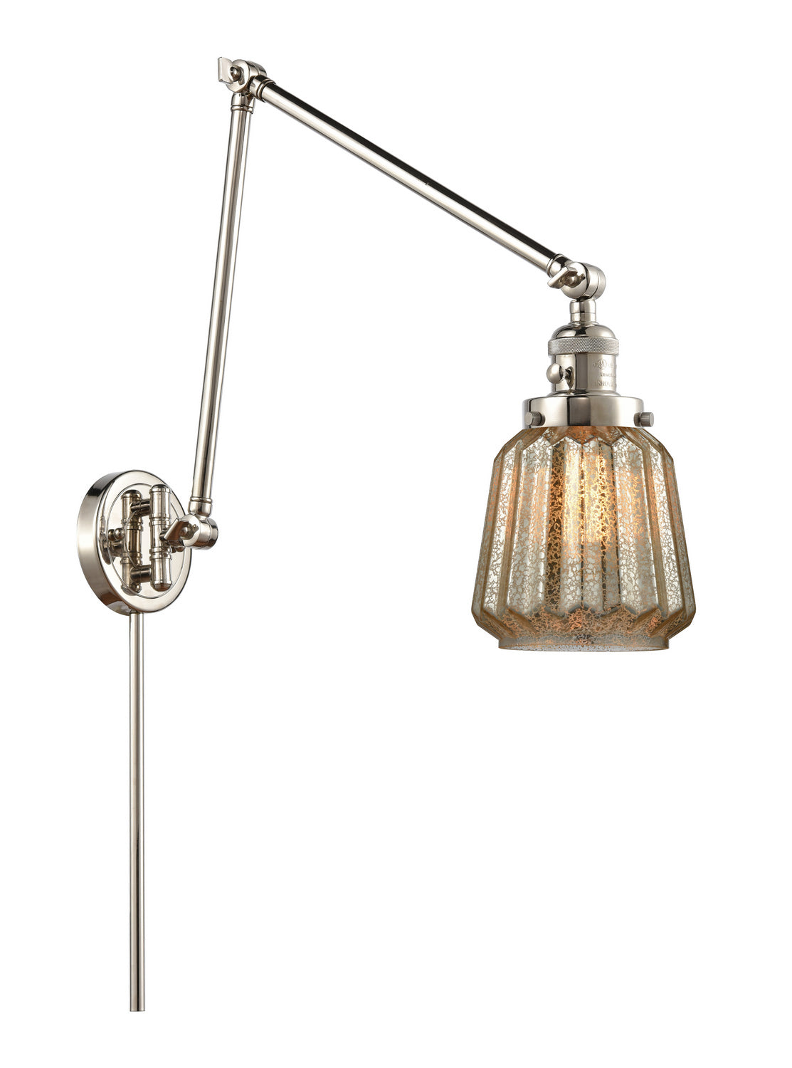 Innovations - 238-PN-G146 - One Light Swing Arm - Franklin Restoration - Polished Nickel