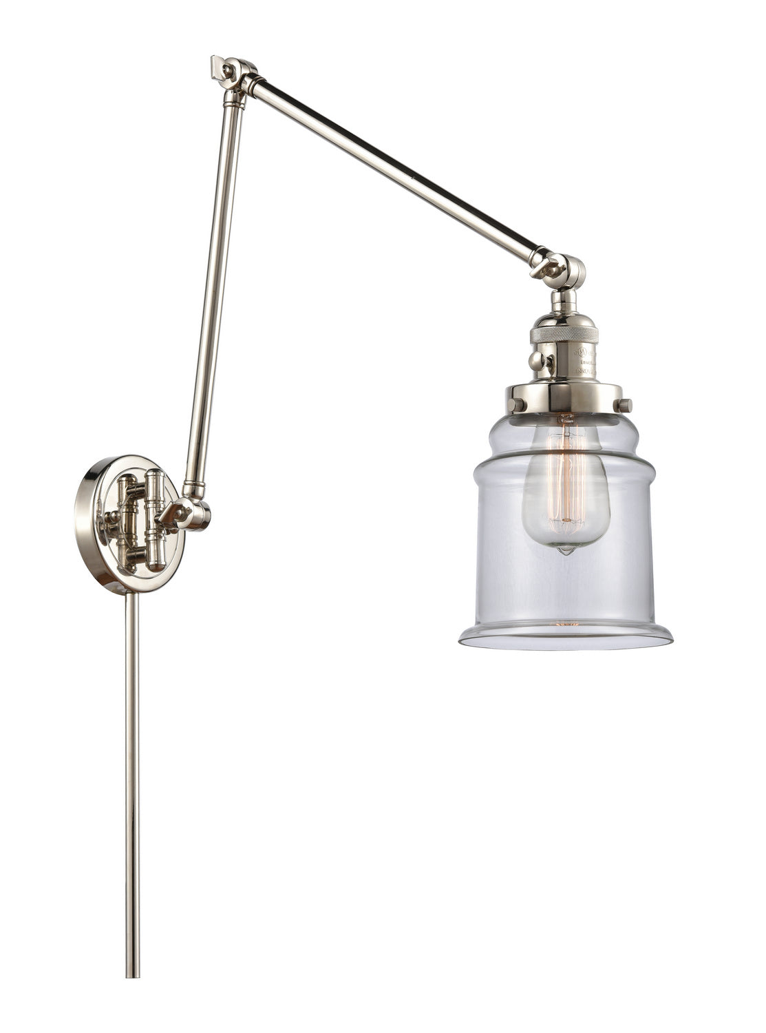 Innovations - 238-PN-G182 - One Light Swing Arm - Franklin Restoration - Polished Nickel