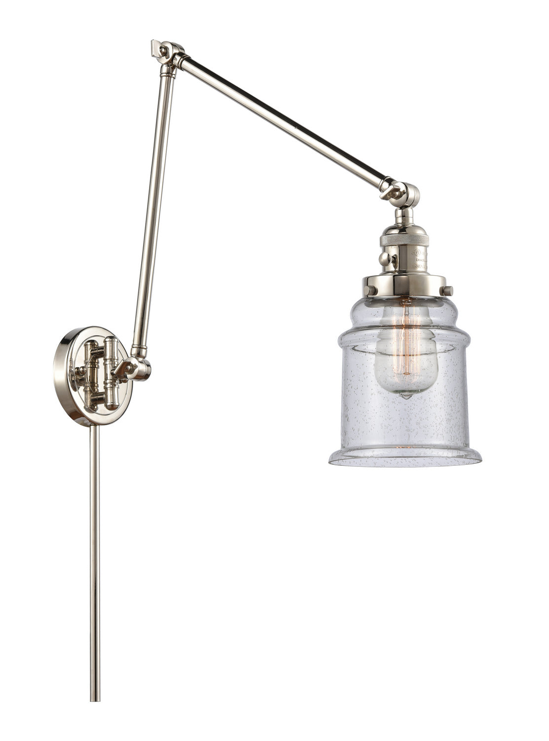 Innovations - 238-PN-G184 - One Light Swing Arm - Franklin Restoration - Polished Nickel
