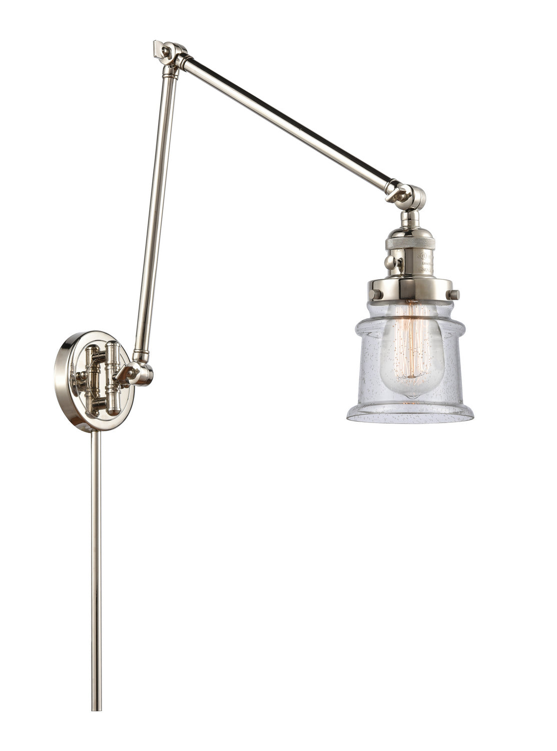 Innovations - 238-PN-G184S - One Light Swing Arm - Franklin Restoration - Polished Nickel