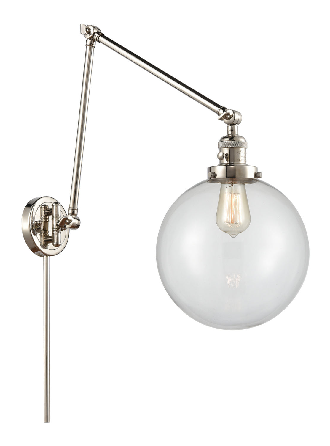 Innovations - 238-PN-G202-10 - One Light Swing Arm - Franklin Restoration - Polished Nickel