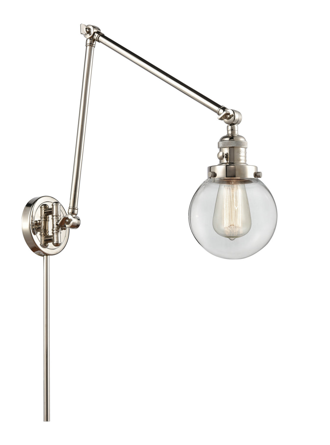 Innovations - 238-PN-G202-6 - One Light Swing Arm - Franklin Restoration - Polished Nickel