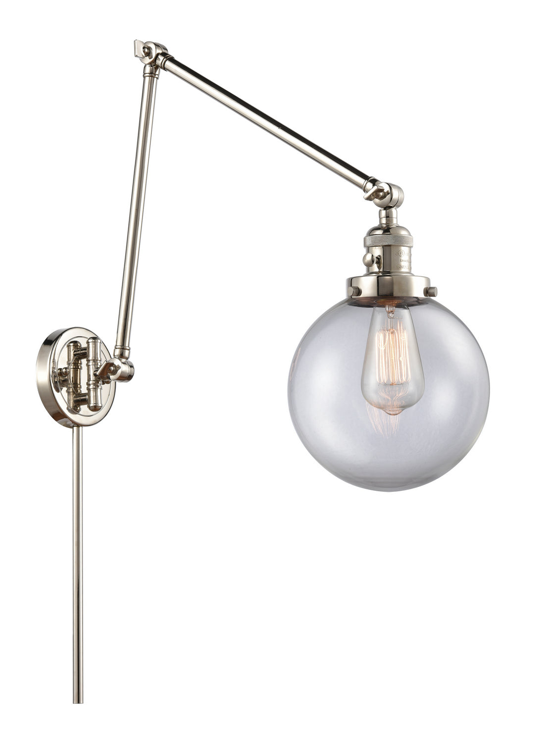 Innovations - 238-PN-G202-8 - One Light Swing Arm - Franklin Restoration - Polished Nickel