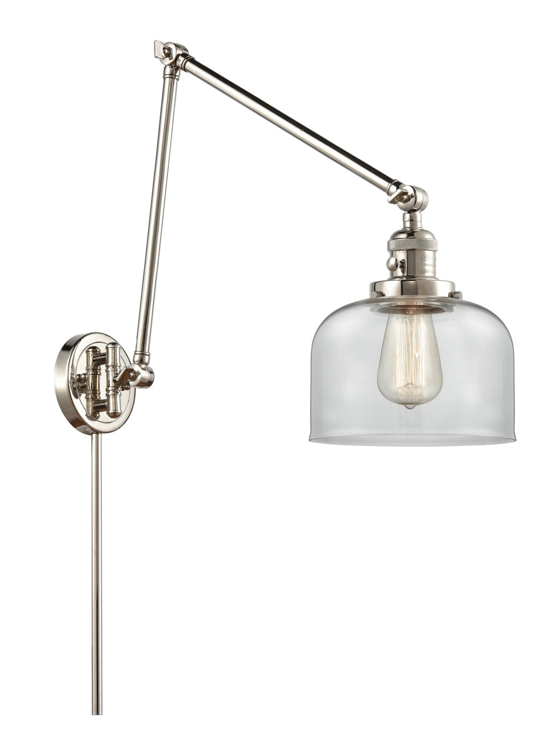Innovations - 238-PN-G72 - One Light Swing Arm - Franklin Restoration - Polished Nickel