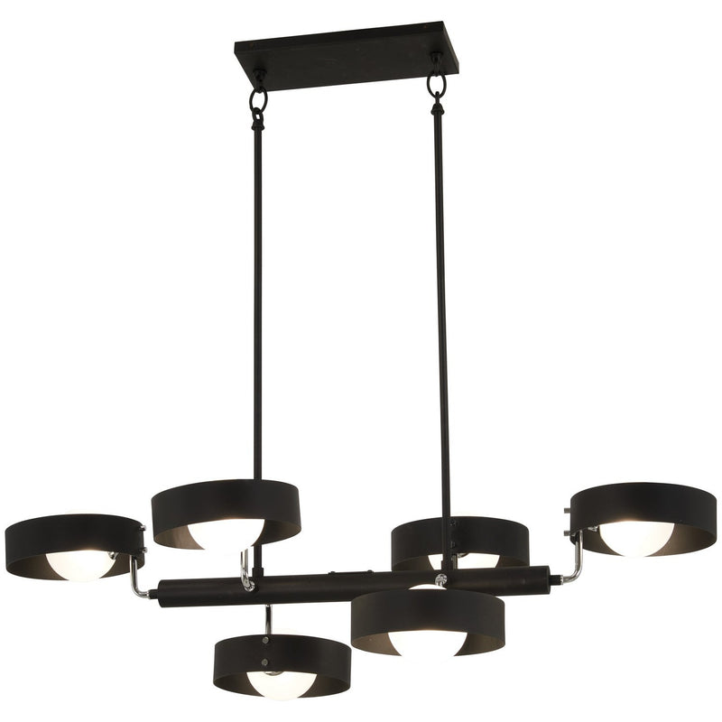 George Kovacs - P1566-729 - Six Light Chandelier - Lift Off - Sand Coal And Polished Nickel