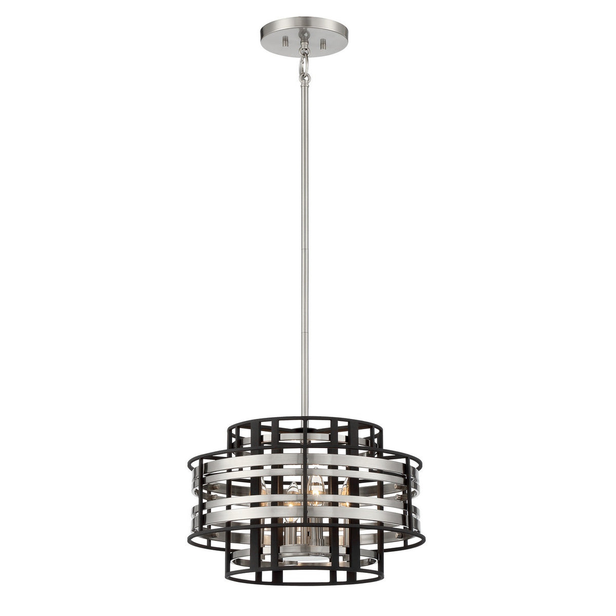 Metropolitan - N7984-420 - Four Light Foyer Pendant - Presten - Brushed Nickel W/ Sand Coal