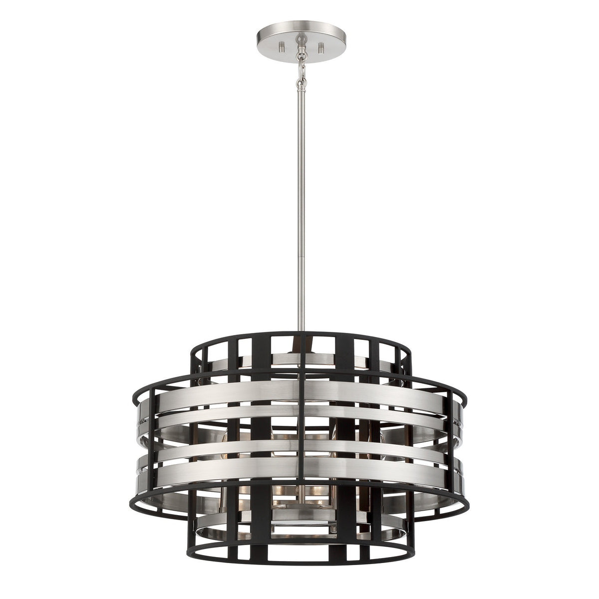 Metropolitan - N7986-420 - Six Light Pendant - Presten - Brushed Nickel W/ Sand Coal