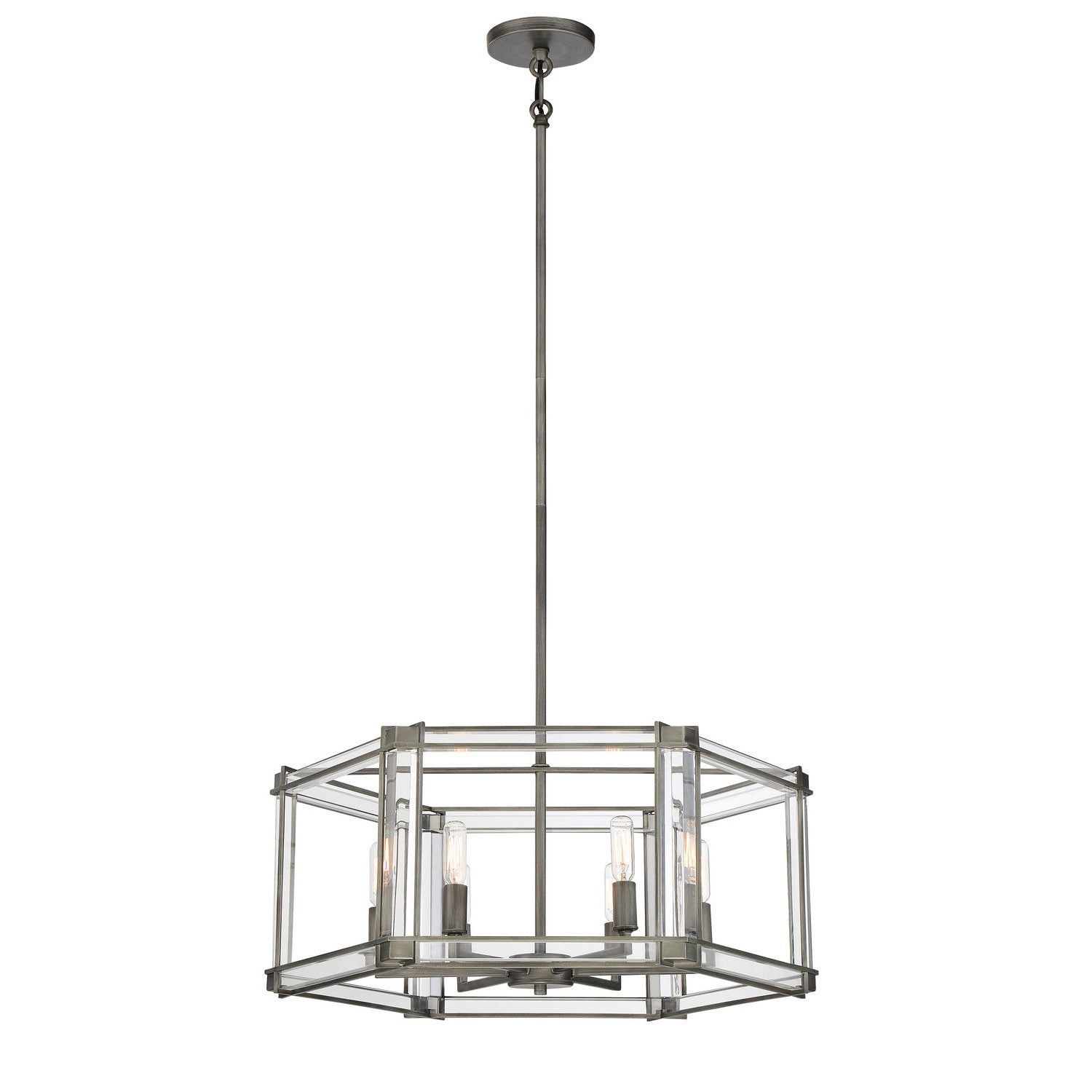 Minka-Lavery - 3856-756 - Six Light Chandelier - Langen Square - Antique Nickel (Painted)