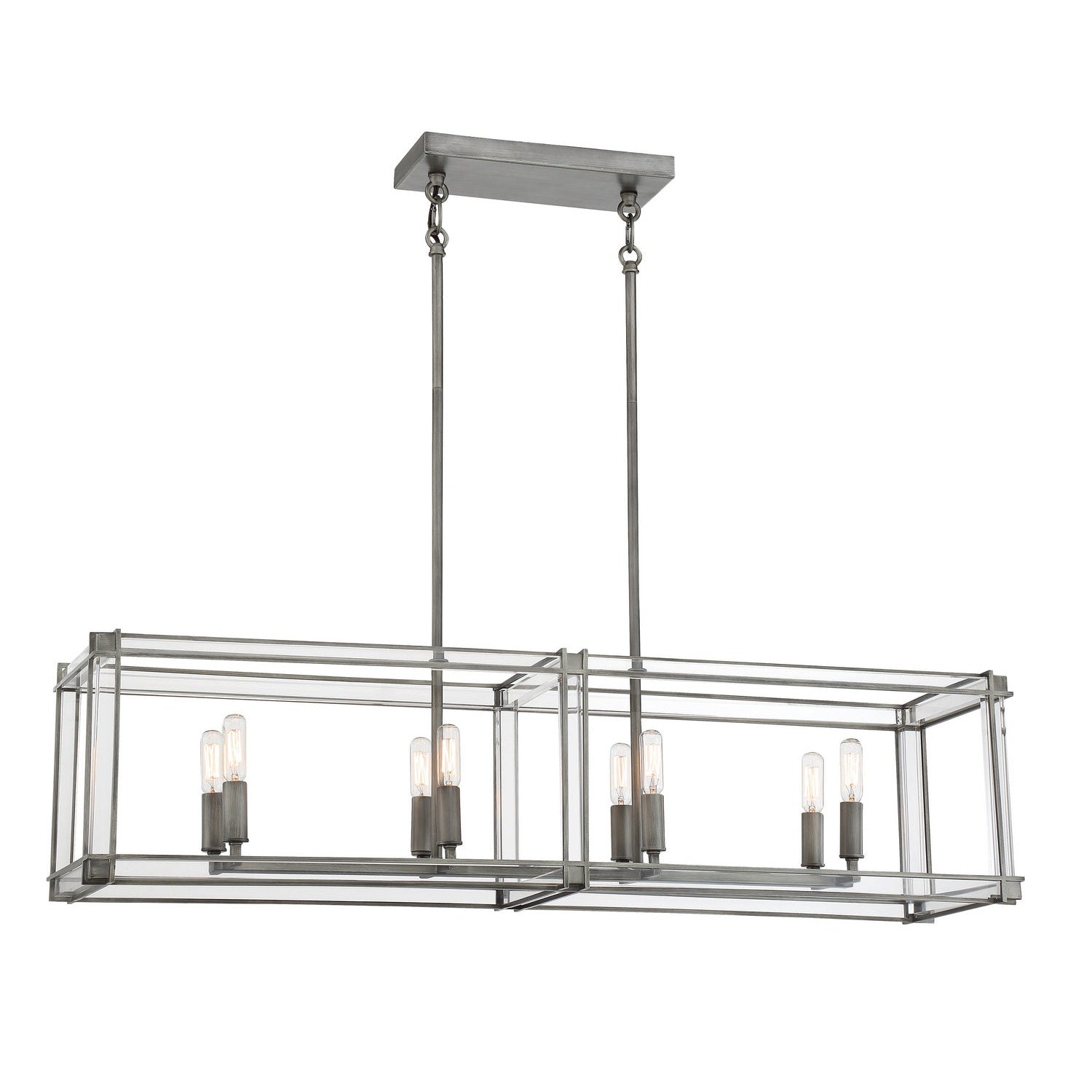 Minka-Lavery - 3858-756 - Eight Light Island Pendant - Langen Square - Antique Nickel (Painted)