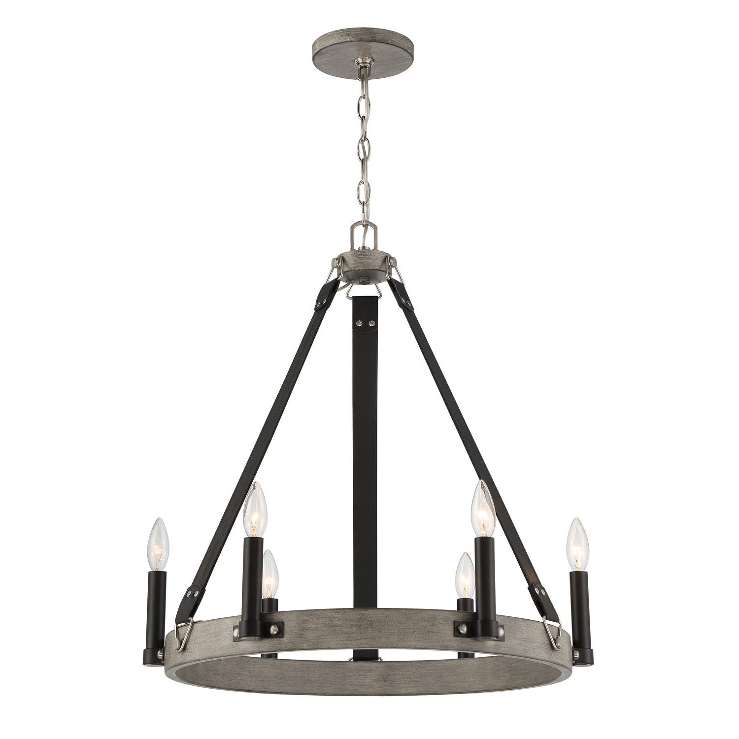 Minka-Lavery - 3876-693 - Six Light Chandelier - Rawson Ridge - Aged Silverwood And Coal