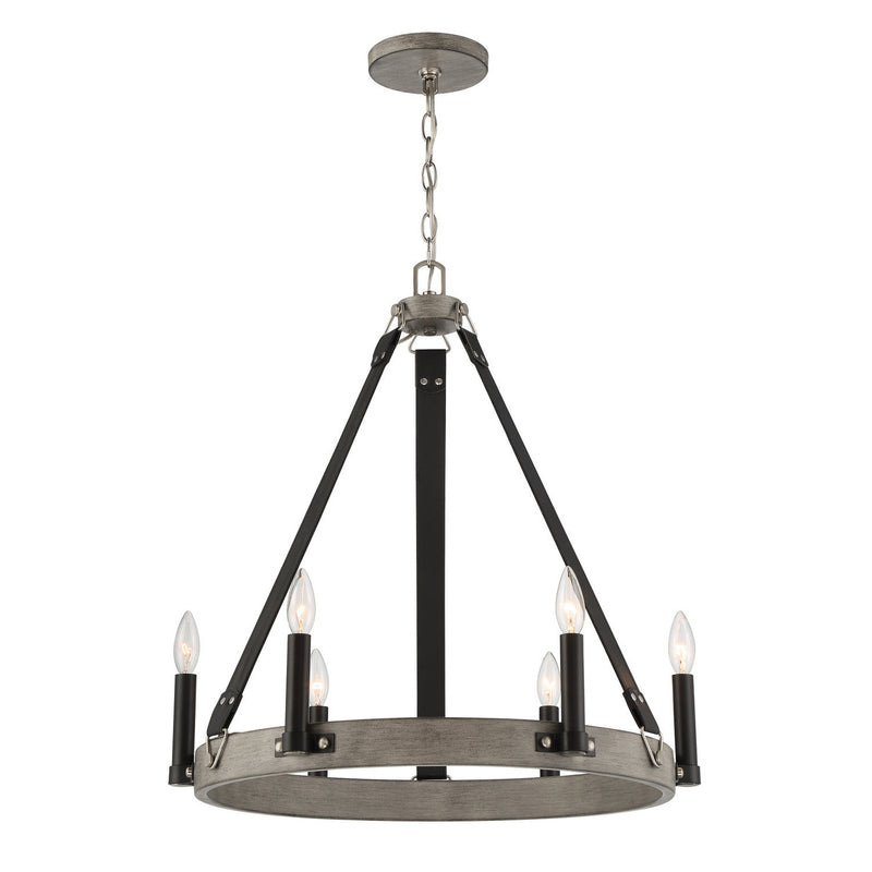 Minka-Lavery - 3876-693 - Six Light Chandelier - Rawson Ridge - Aged Silverwood And Coal