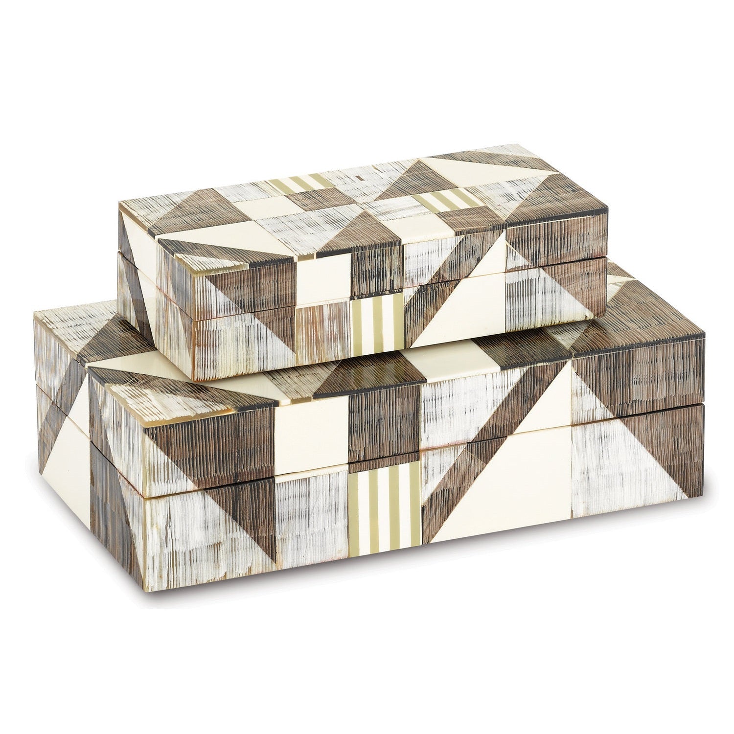 Currey and Company - 1200-0370 - Boxes Set of 2 - Modernist Collection - Gray/Natural