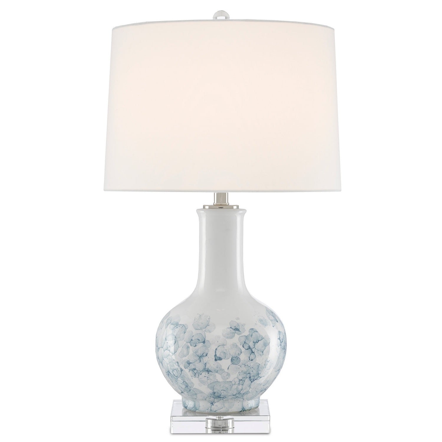 Currey and Company - 6000-0581 - One Light Table Lamp - Myrtle White Table Lamp - White/Blue/Clear/Polished Nickel