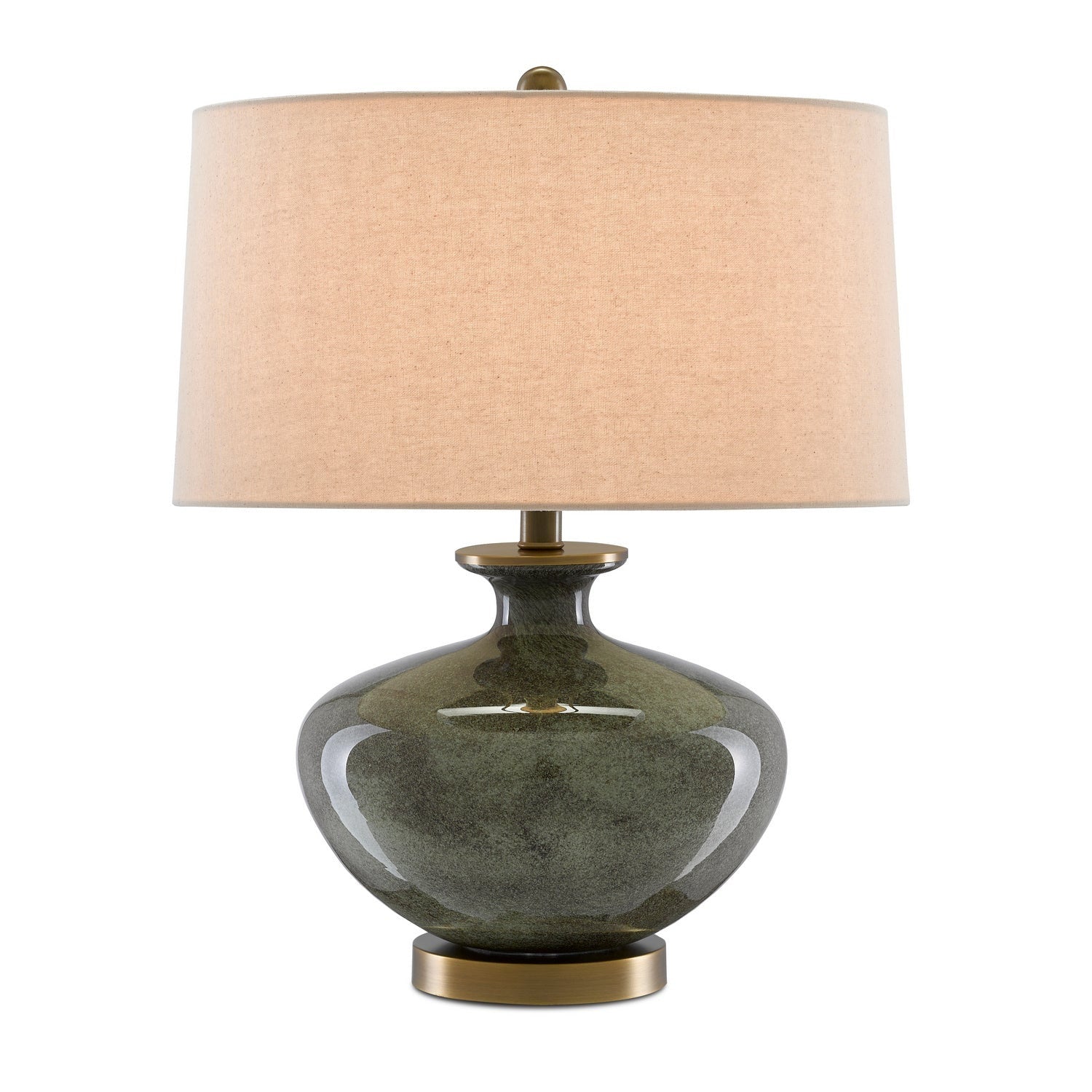 Currey and Company - 6000-0601 - One Light Table Lamp - Greenlea Gray Table Lamp - Dark Gray/Moss Green/Antique Brass
