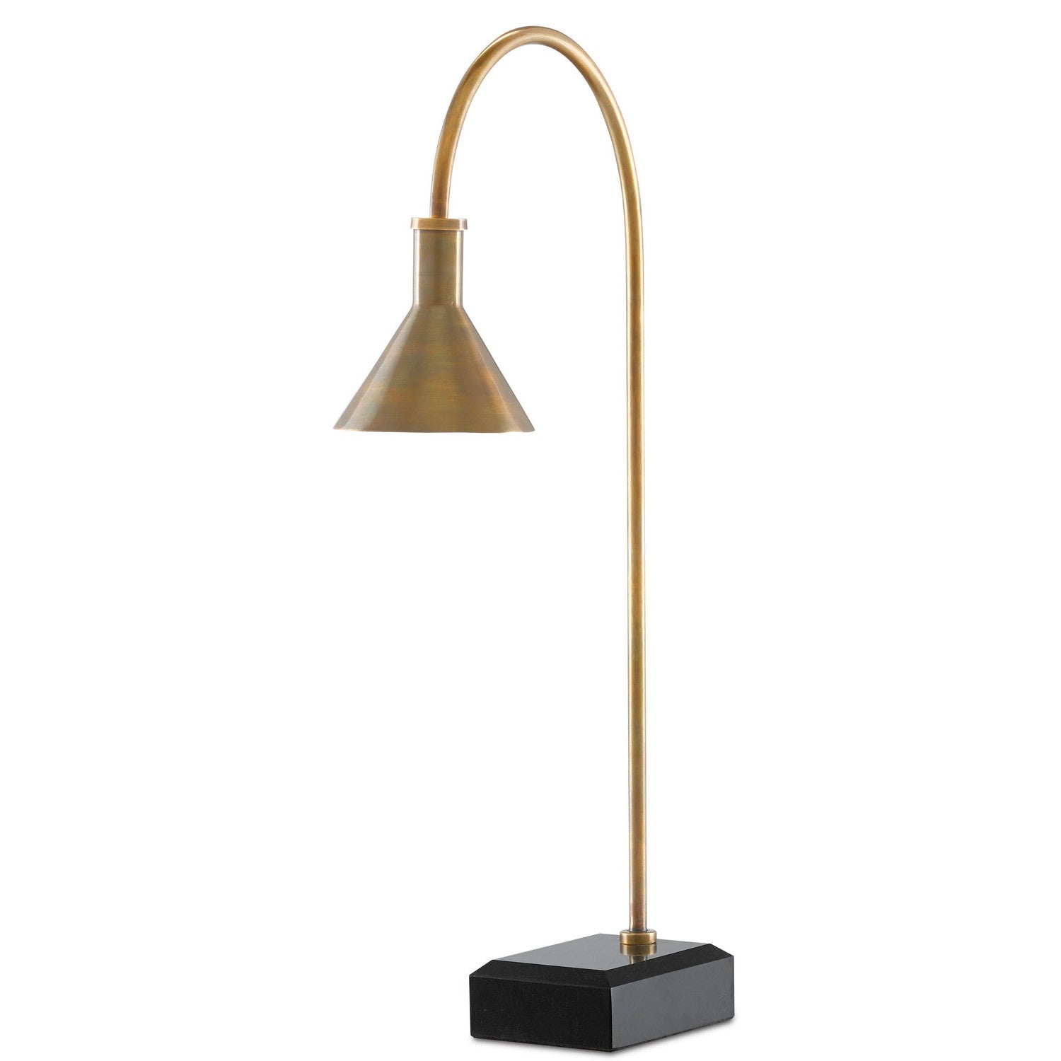 Currey and Company - 6000-0628 - One Light Table Lamp - Thayer Brass Desk Lamp - Vintage Brass/Black